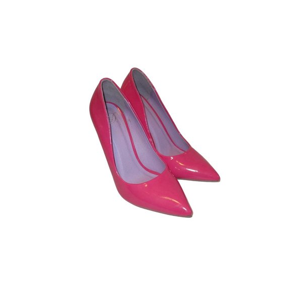 *Heart in D 'Barbie' Bubble Gum Pink Pointed Toe Stiletto Pumps Patent Leather - Picture 2 of 7